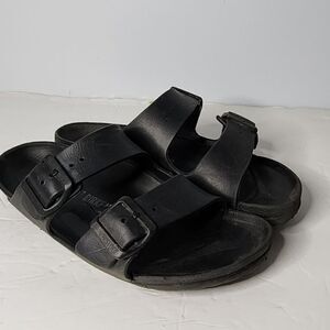 Birkenstock black slides women's size 37 EU see photos condition tears in rubber